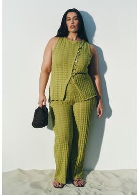 Plus Size Women's Pointelle Stitch Sweater Pant by ELOQUII in Lentil Sprout (Size 22/24)