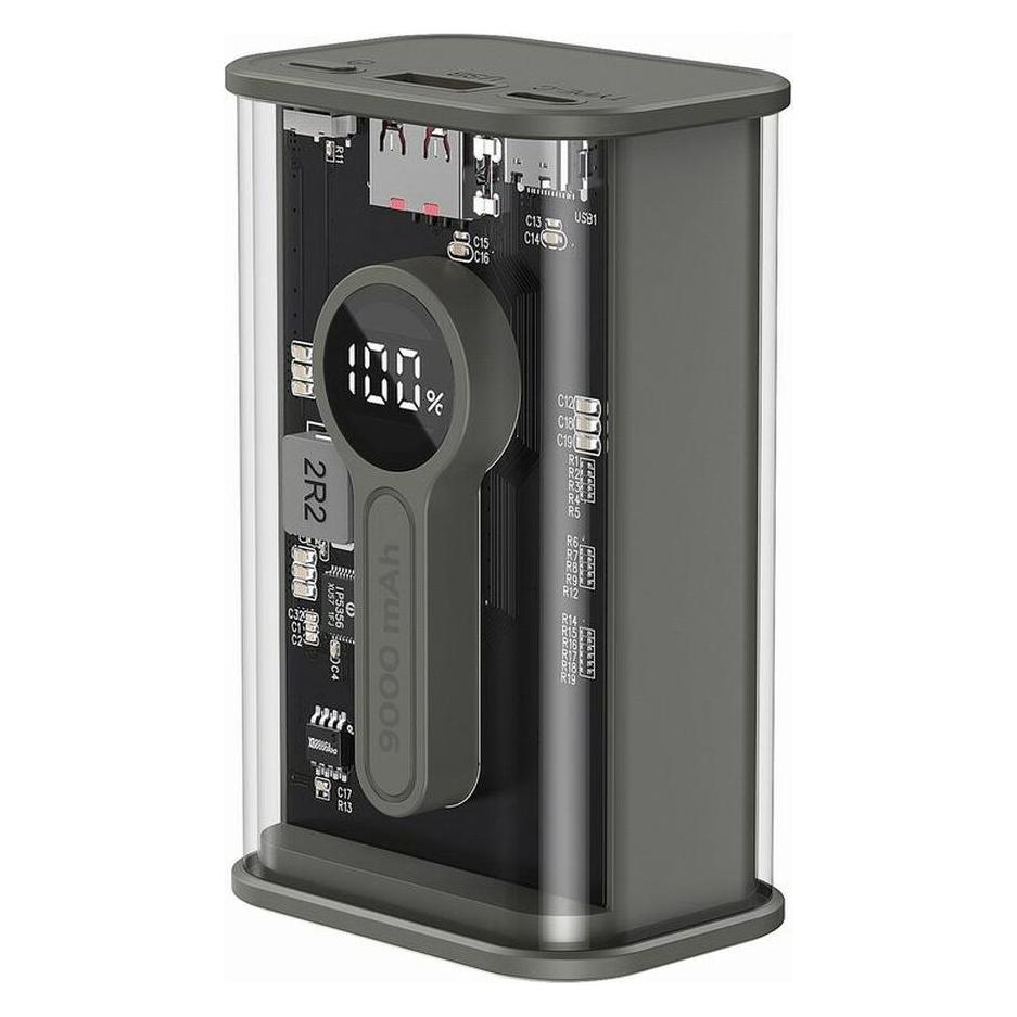 Gembird PowerBank Transparent QC3.0 black (9000 mAh, 20 W, 33.30 Wh) (PB09-TQC3-01)