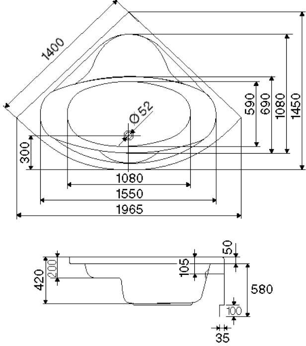 Ottofond Whirlpool-Komplettset Siam 140 cm, weiß