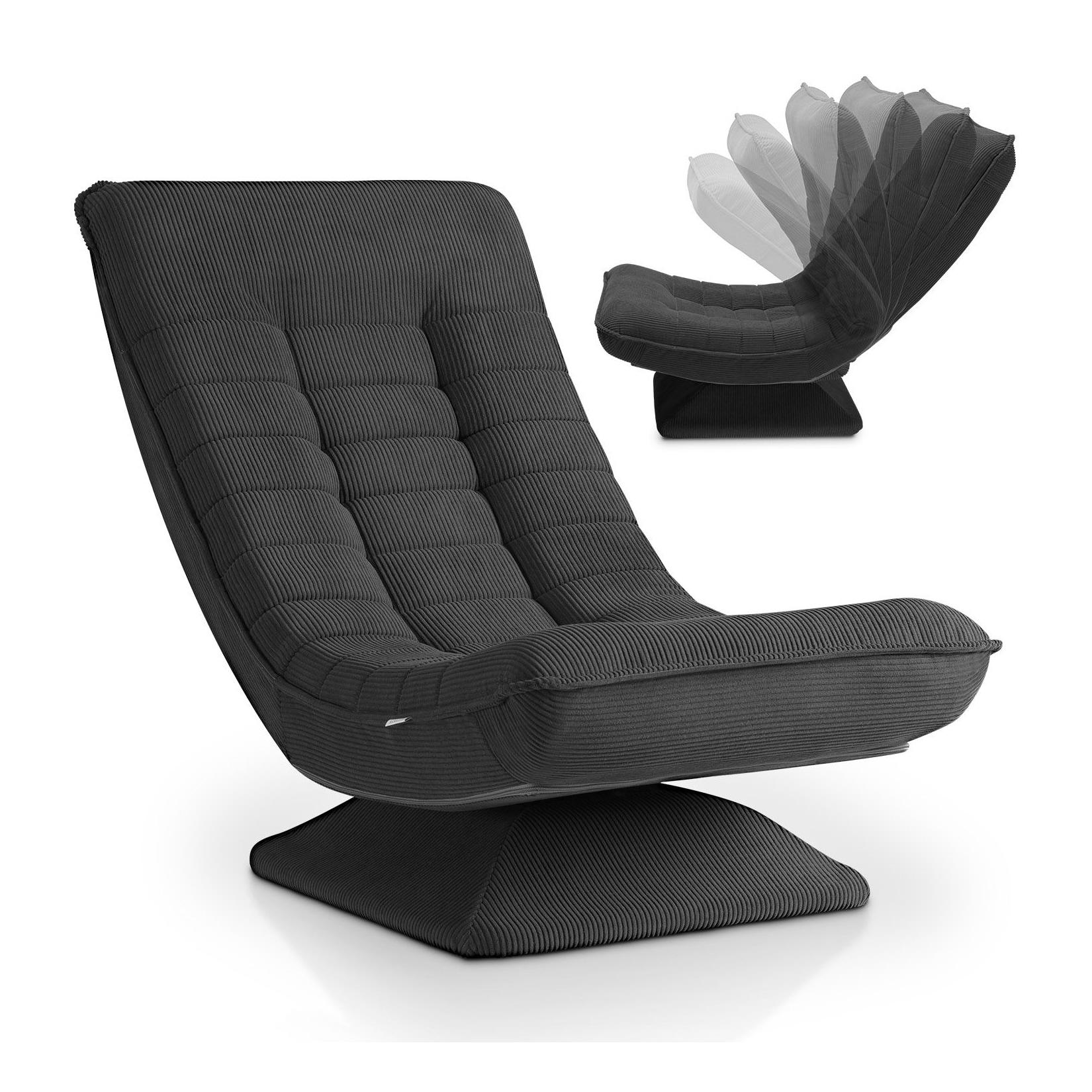 Juskys Relaxsessel Korsika - ergonomisch, 360° drehbar, 5-lagige Polsterung, klappbar - Cord Grau