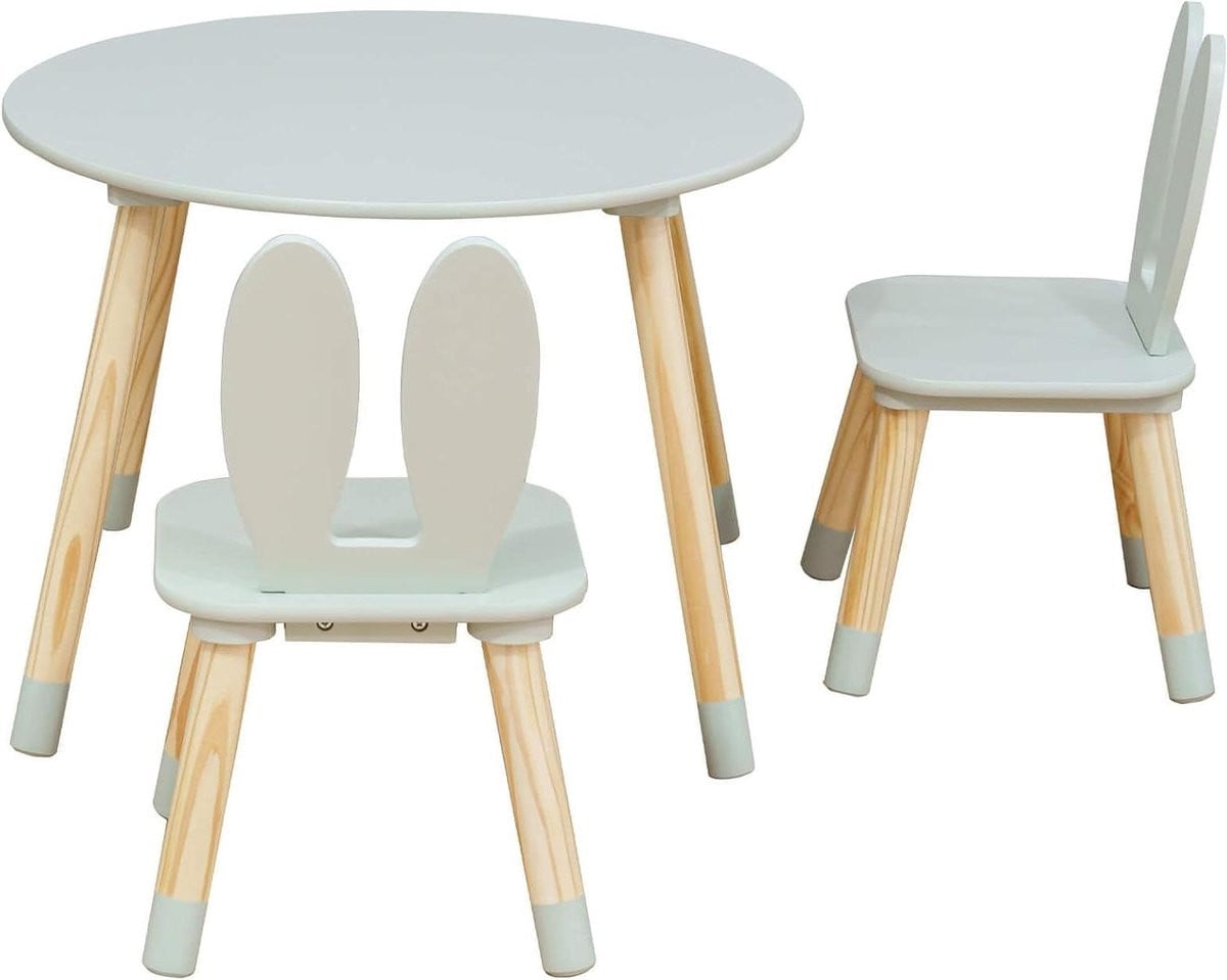 Kindermeubel set met tafel en stoelen van stevig MDF en hout