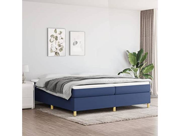 Strapazierfähiger Stoff Boxspringbettrahmen Stabil Stützbeine Blau 200 x Boxspringbettgestell Blau 200x200 cm Stoff Polsterbett Nachtkastenfrei Schlafzimmer Stabil Atmungsaktiv