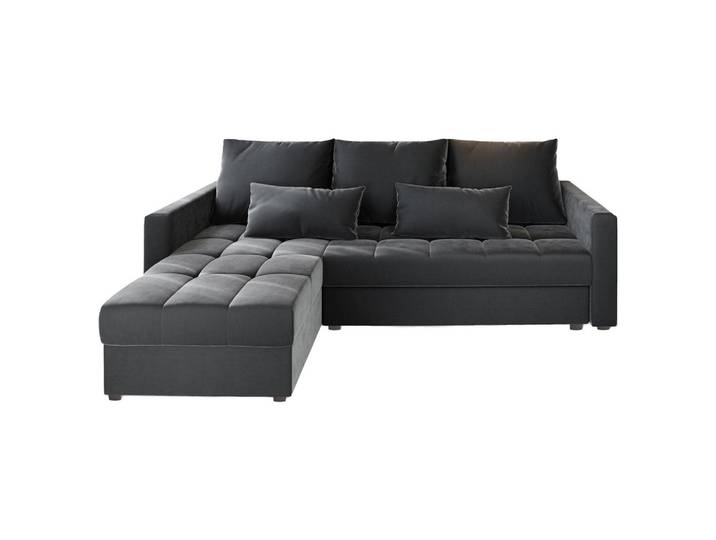 ECKSOFA KOS PIK Grau Plüsch-Stoff mit Schlaffunktion