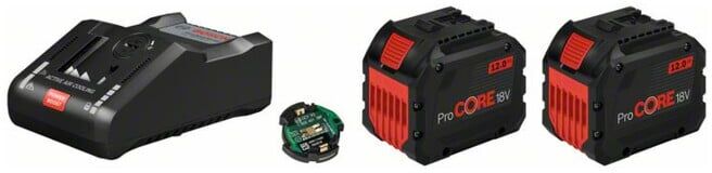 Jeu de batteries de démarrage BOSCH : 2 batteries ProCORE 18 Volt 12,0 Ah GAL 18V-160 C et GCY 30-4 (1600A016GY)