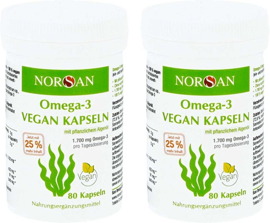 Norsan Omega-3 Vegan Algenöl Kapseln 2er Pack 2x80stk