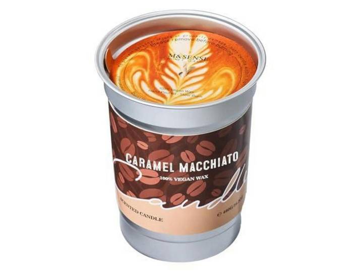 Duftkerze Caramel Macchiato 460g Sojawachs vegan Brenndauer bis 99 Std., Braun, Glas, 7 cm, Dekoration, Kerzen & Kerzenhalter, Duftkerzen