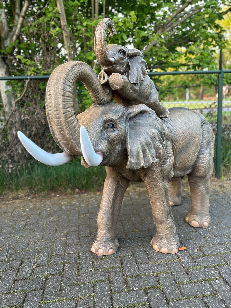 Goodyz Jungle Dieren Levensechte Olifant met baby olifant, 200 cm lang