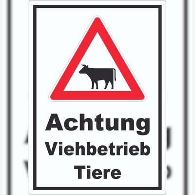 HB-Druck Aufkleber Achtung Viehbetrieb Tiere A1 (594x841mm)