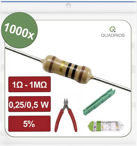Quadrios 26P142 26P142 Kohleschicht-Widerstand Sortiment axial bedrahtet 0.5W 0.05% 1000St.