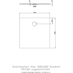 Hoesch Duschwanne Nias 1000x1000x35 strukturierte Oberfläche 4571xA.730