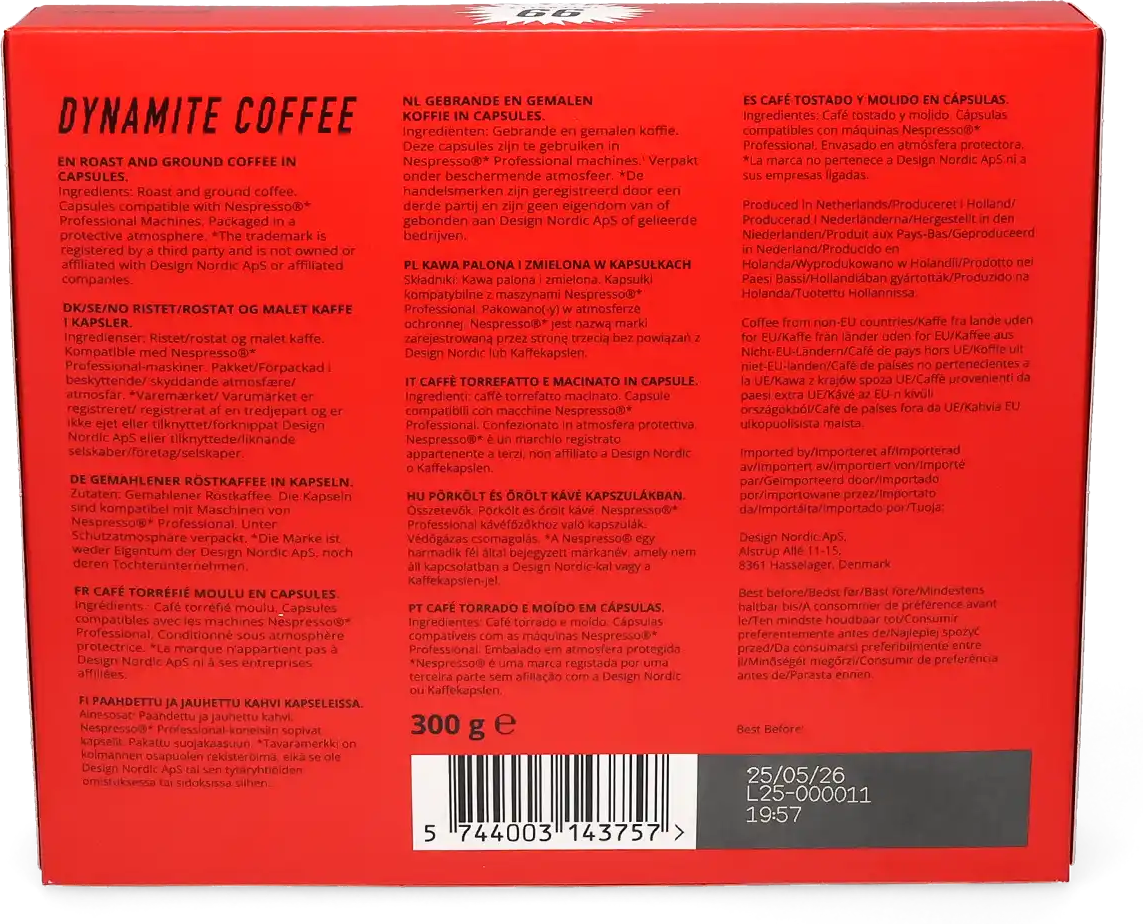 Kaffekapslen   Dynamite Coffee - 50 Capsules de café pour Nespresso® Pro - Lungo - Compatible Nespresso® Pro