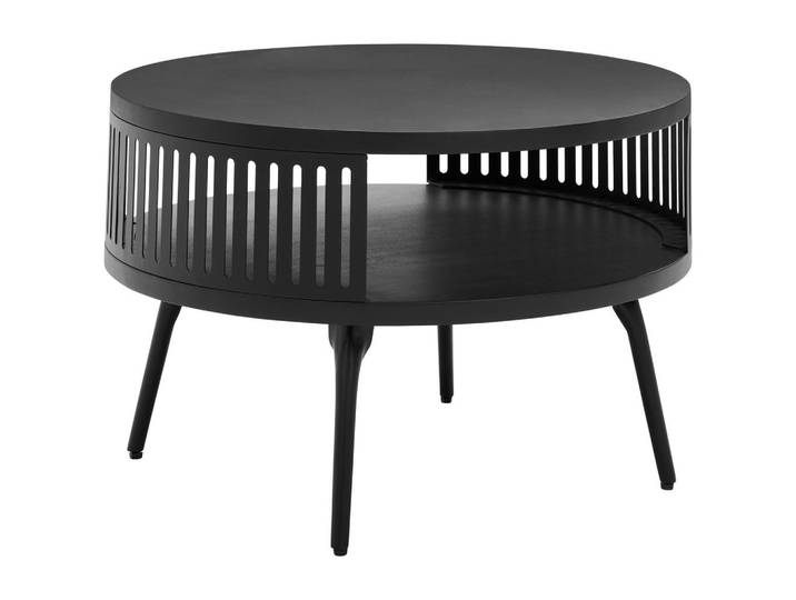 Carryhome Couchtisch, Schwarz, Holz, Metall, Mangoholz, massiv, rund, konisch, 75x44x75 cm, Wohnzimmer, Wohnzimmertische, Couchtische, Couchtische Metall