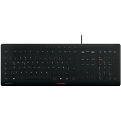 Cherry TAS STREAM PROTECT KEYBOARD Corded DE-Layout schwarz (DE, Kabelgebunden), Tastatur, Schwarz