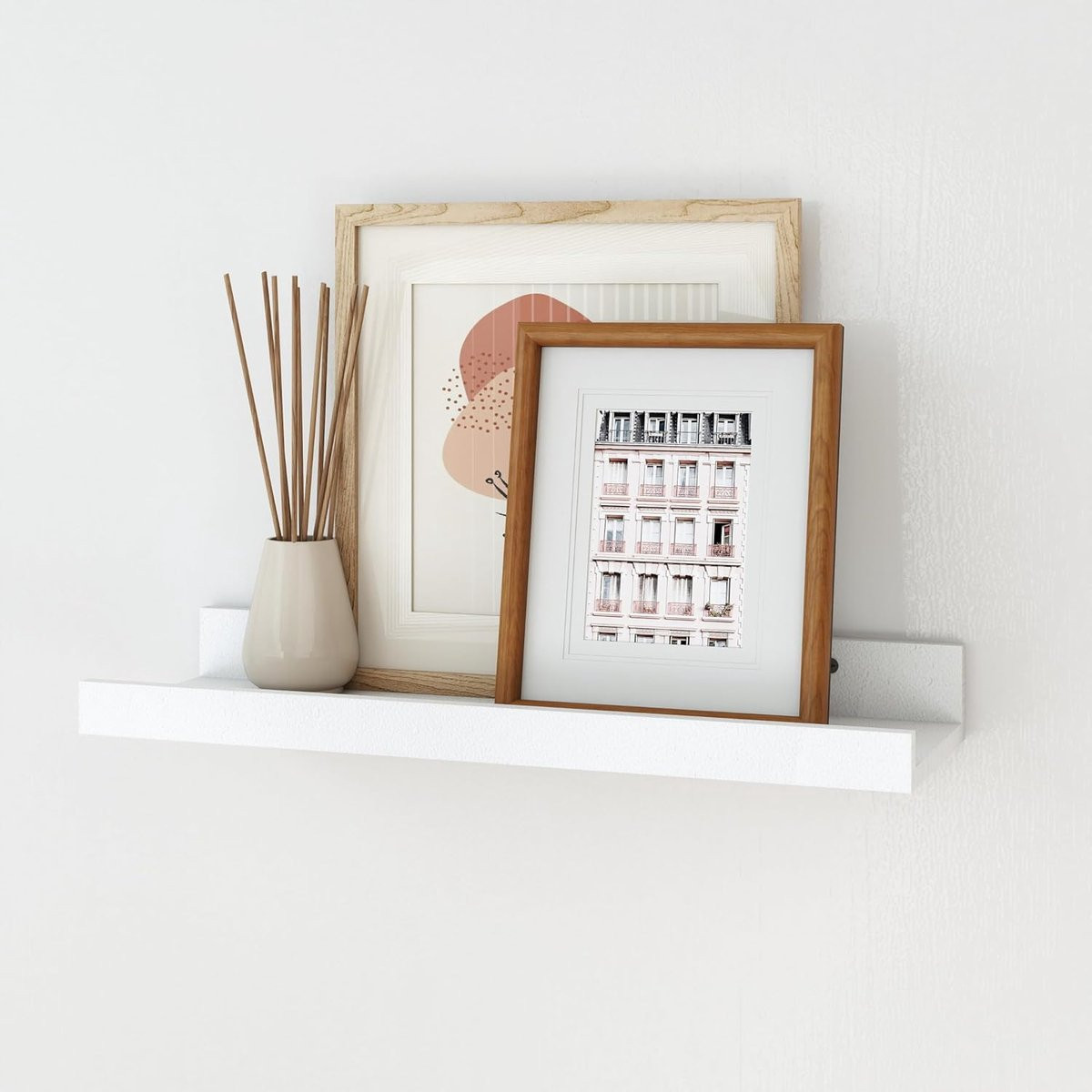 Witte zwevende houten wandplanken voor woonkamer, slaapkamer, badkamer of keuken - Breedte: 40 cm - Set van 1