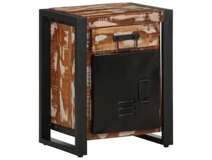 GHVBNMF Nachttisch Massivholz 40x30x50 cm Beistelltisch Mehrfarbig Kompakter Beistellschrank aus Altholz und Eisen bringt Ordnung und rustikalen Charme in Ihr Schlafzimmer.