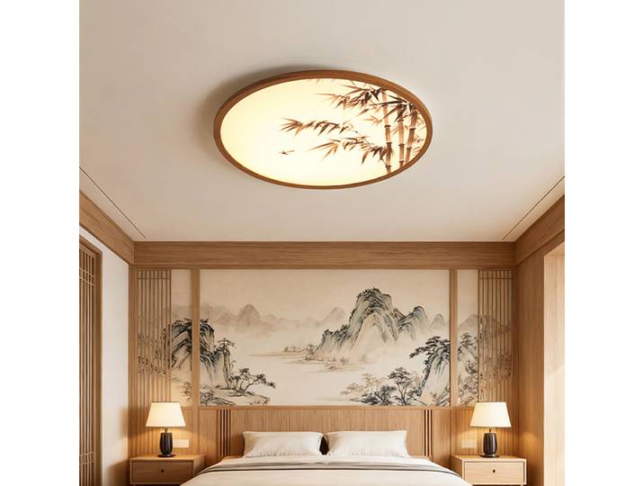 Plafonnier en bois minimaliste, style antique, impression artistique, protection des yeux, lampe de chambre à coucher, décoration intérieure, luminaire