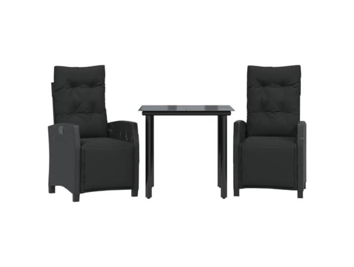 PUGYNBK Esszimmer-Set für den Garten, 3-teilig, synthetisches Rattan, schwarz