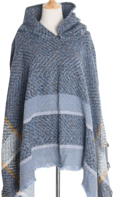 Uplift Curations Hooded Fishbone Pattern Women Cape Poncho Autumn Winter Pullover Women Hooded Cloak 6
