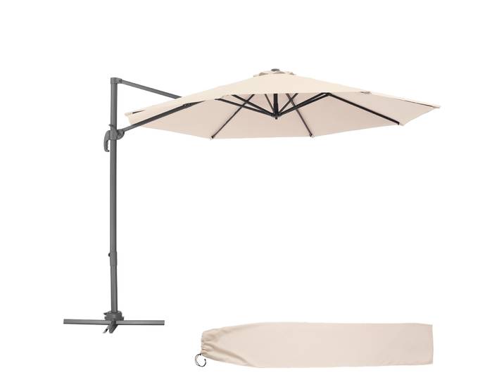 Sonnenschirm Ampelschirm Ø 300cm mit Fusspedal und Schutzhülle - beige