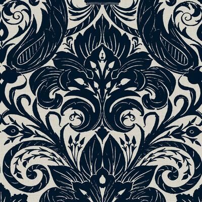 Galerie Wallcoverings Llewelyn-Bowen Off The Wall Damask Sauvage Flocked Non-woven Wallpaper Roll