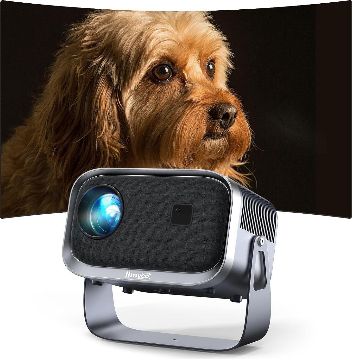 JUNG Mini Tragbarer Beamer Trapezkorrektur 4K 200 ANSI Smart Projektor WiFi Mini-Beamer (12000:1, 1920 x 1080 px, 4k Heim Kino Full HD Smart Heimkino