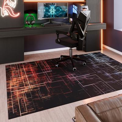 Teppich WECON HOME "Quantum Warp", schwarz, B:110cm H:5mm L:160cm, Polyester, Teppiche, Teppich, Gamer Teppich, gewebt, geometrisch, robust, Gaming Room, rutschfest