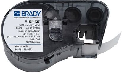 Brady M-134-427 Etiquetas de vinilo laminado 38,1 mm x 44,45 mm x 12,7 mm