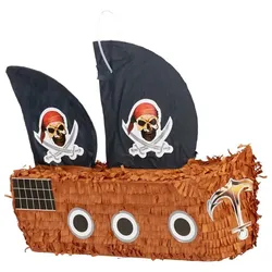 Relaxdays Pinata Piratenschiff Braun,Schwarz
