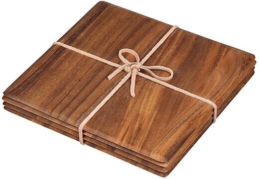 Tala Set of 4 Lacquered Acacia Square Boards / Table Mats