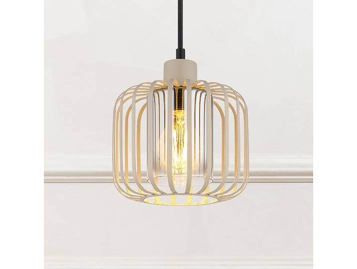 Suspension Rond Ø 18cm Beige 1 Tissé à plat LED E27