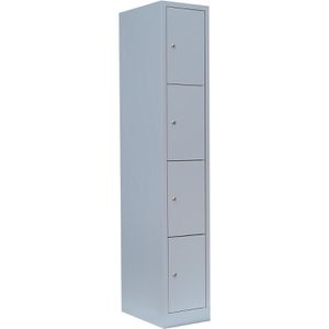 Lüllmann Schließfachschrank 520410, lichtgrau, 4 Fächer, Stahl, 30 x 180cm, mit Zylinderschloss