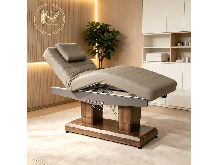 Fauteuil de Beauté Électrique de Luxe à 4 Moteurs en Cuir PU, Lit Spécial pour Soins du Visage et Extensions de Cils en Salon