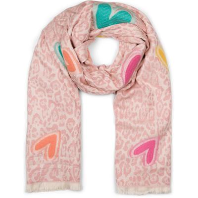 XXL-Schal STYLEBREAKER "Schal mit Leoparden Herz Muster", Damen, rosa (altrose), Obermaterial: 100% Viskose CV., Modisch, Modetücher