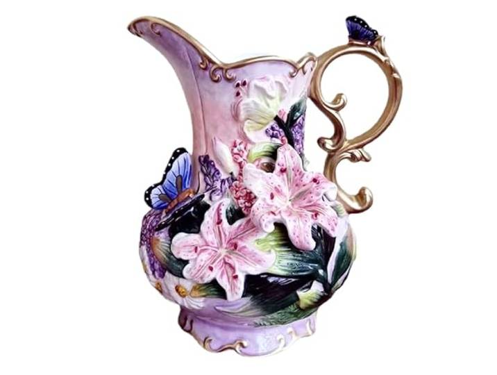 Schmetterling im Glas, Keramik, Lilie, Schmetterling, Wasserglas, Blumenvase, Wohnzimmer, Restaurant, Weinkühler, Eingangsbereich, dekorative Ornamente