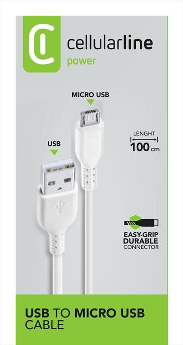 Cellular Line Flat Usb Data Cable-bianco