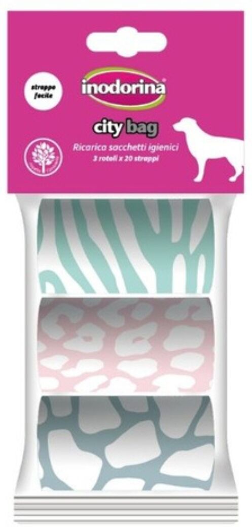 Inodorina Sacchetti Igienici City Bag Colorati 3 Rotoli da 20 Sacchetti