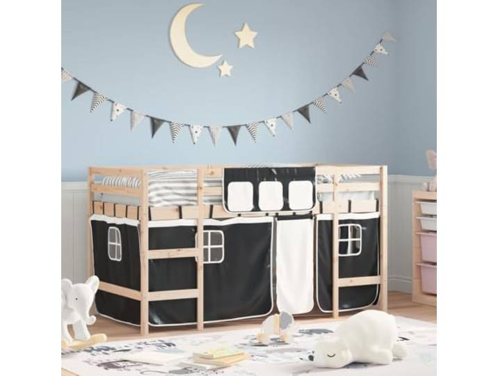 RJPLMFV Hochbett für Kinder, massives Kiefernholz, 80 x 200 cm, ohne Matratze
