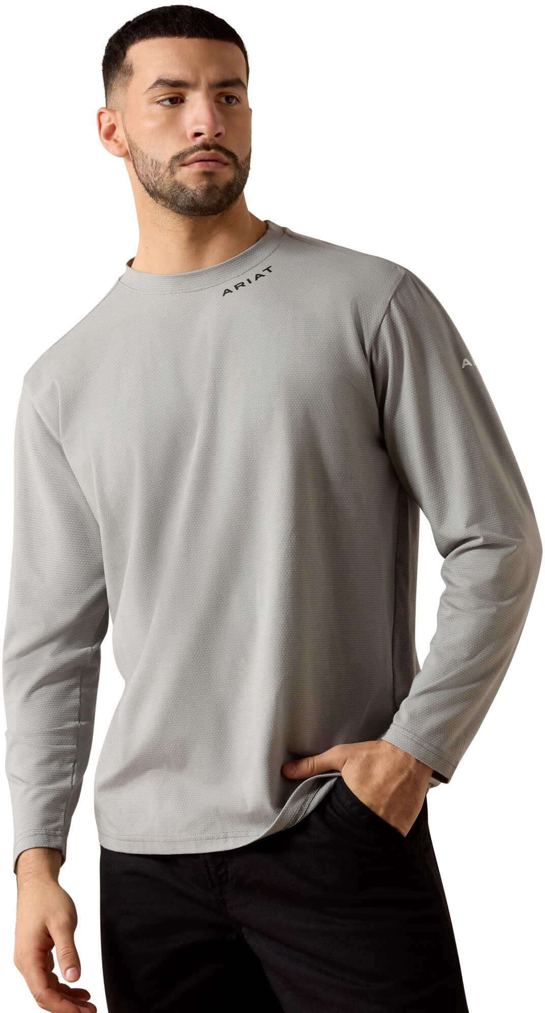 Men's Flame-Resistant Baselayer T-Shirt in Silver Fox, Size: Large by Ariat