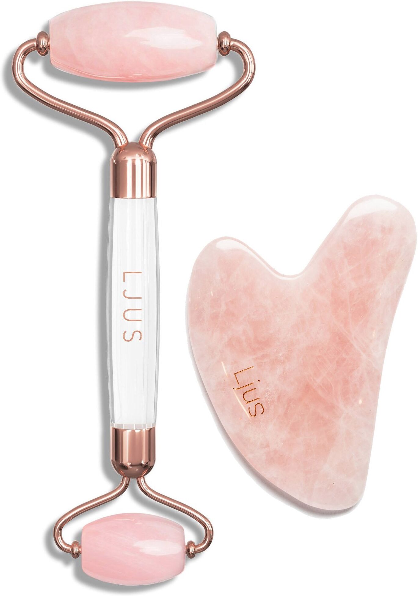 LJUS Rose Quartz Gem Roller Gift Set