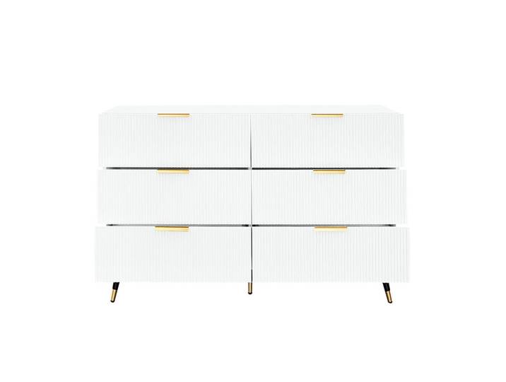 Flieks Sideboard modern Schubladen Stauraum Kommode elegant, Weiß, 40x77x120 cm, Kleinmöbel, Kommoden, Sideboards