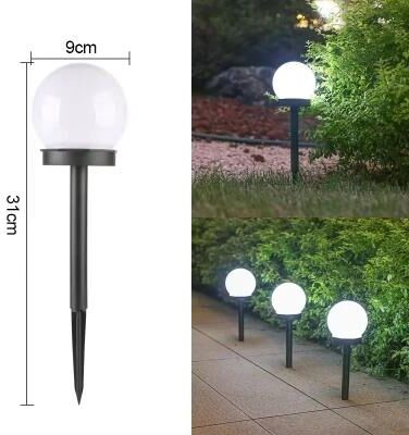 Uplift Picks Solar Round Ball Garden Lights Create Waterproof Glow For Lawns Pathways white 2 Pcs