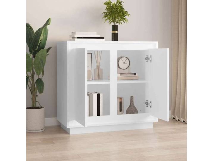Blanc Buffet & bahut contemporain，Buffet blanc 80x34x75 cm bois d'ingénierie FR&6006