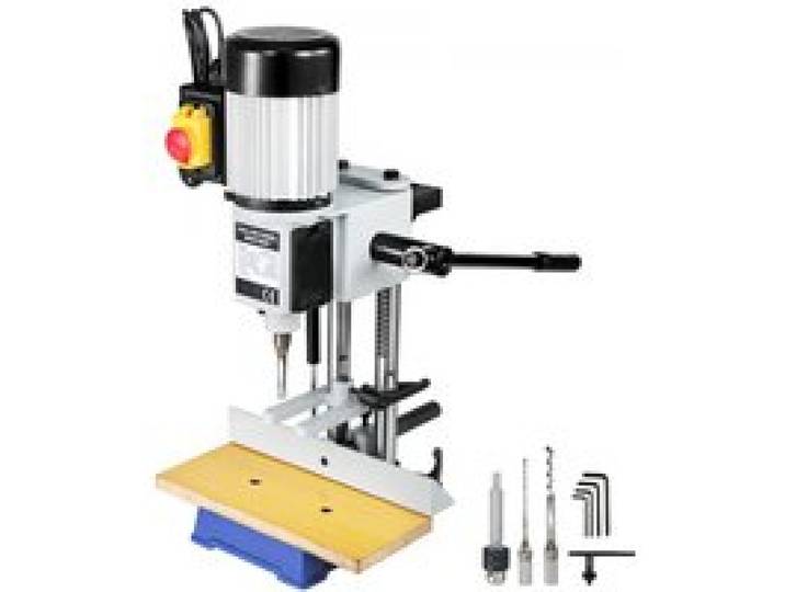 VEVOR Mortaiseuse à Bédane Carré, 750 W, Machine à Percer Bois d'Établi Électrique avec Ensemble Forets, Capacité du Burin 6-12 mm, Capacité du Mandrin 13 mm, 2800 tr/min, pour Travail Perçage du Bois