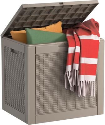 150/100/75/60/50/32/30gallon resin outdoor storage deck box weatherproof lockable(black).