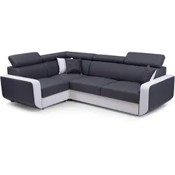 ECKSOFA MIRA Grau Geflochtener Stoff mit Schlaffunktion