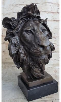 Bronzhaus Bust Male Lion 100 Percent Bronze Sculpture Statue Figurine Figure By Milo Art Deco Nr