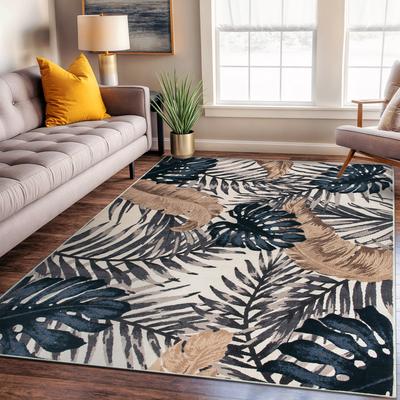 World Rug Gallery Contemporary Tropical Floral Leaves Non Slip Area Rug