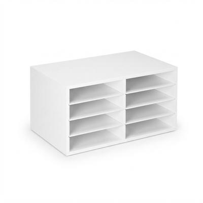 Relaxdays Dokumentenablage Bambus, DIN A4, 8 Fächer, Büro, Home Office, HxBxT: 25x49x31 cm, Schreibtisch Organizer, weiß