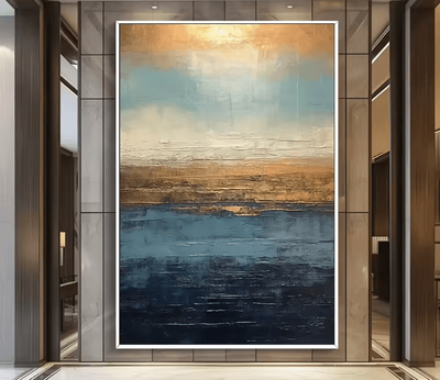 Inspire Curations Large Gold Textured Abstract Canvas Handmade Minimalist Wall Art Decor g 30x40cm