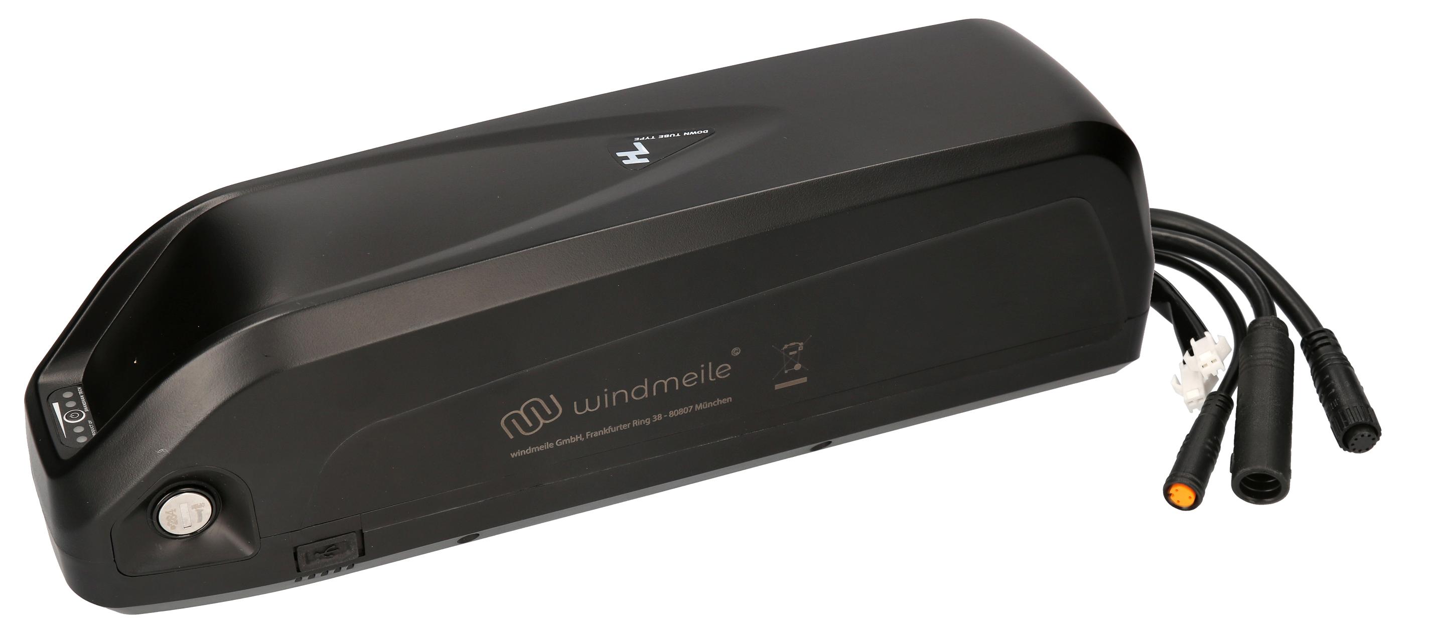 windmeile | Akku mit integriertem Block Controller und Samsung Zellen, 36V 250W 14Ah, Hailong Hülle, USB, Flaschenhalter, E-Bike, Elektro Fahrrad, Pedelec